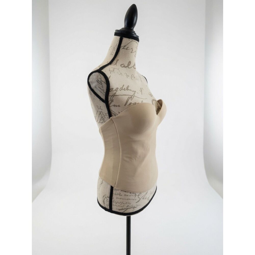 Nude Beige Strapless Bustier Corset Top 38C – Structured Cups, Hook & Eye Back - Picture 2 of 7